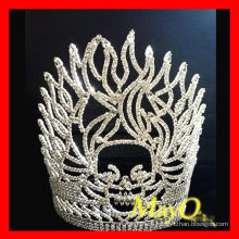 Мода пламени Череп Хэллоуин конкурса тиара короны с прозрачным кристаллом